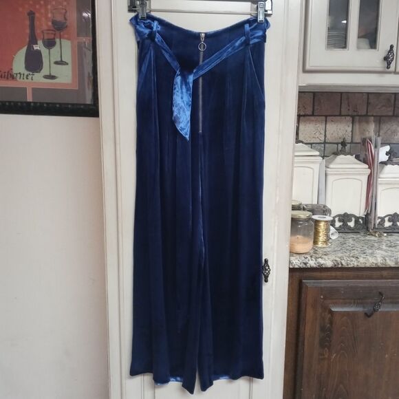 INTERMIX Sz. 6 New Claudia Velvet Pleated Wide-Leg Pants - Picture 7 of 12